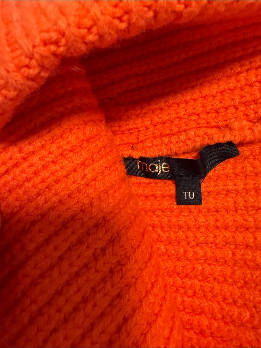 Maje Orange Ribbed Knit Beanie - Picture 3 of 3